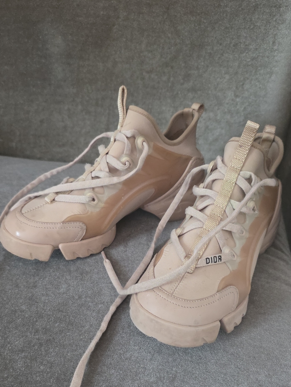 Dior Blush-Tone Chunky Lace-Up Sneakers